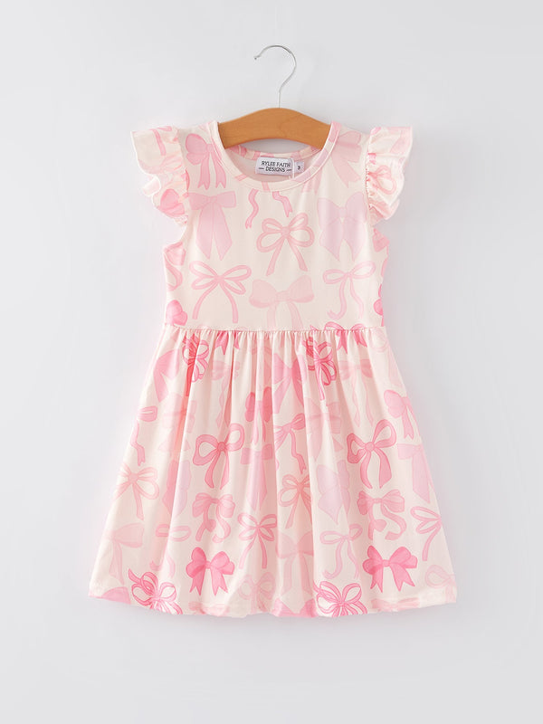 easter-bow-print-flying-sleeve-girls-dress Rylee Faith Designs - Sophia's StyleDress-1